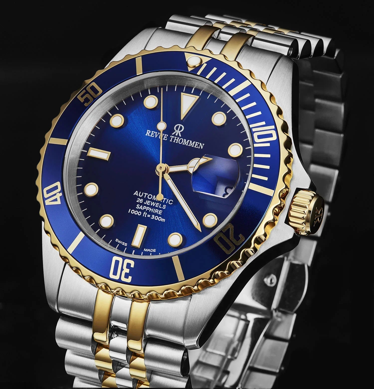 Revue Thommen Men's Diver Blue Two-Tone Stainless Steel Automatic Watch