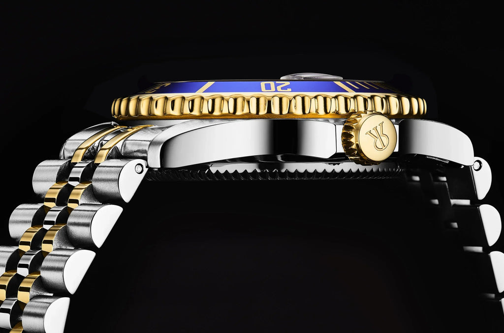 Revue Thommen Men's Diver 42mm Blue Two-Tone Gold Automatic Watch