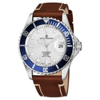Revue Thommen Diver Men's 42mm Silver Brown Leather Strap Automatic Watch