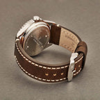 Revue Thommen Diver Men's 42mm Silver Brown Leather Strap Automatic Watch