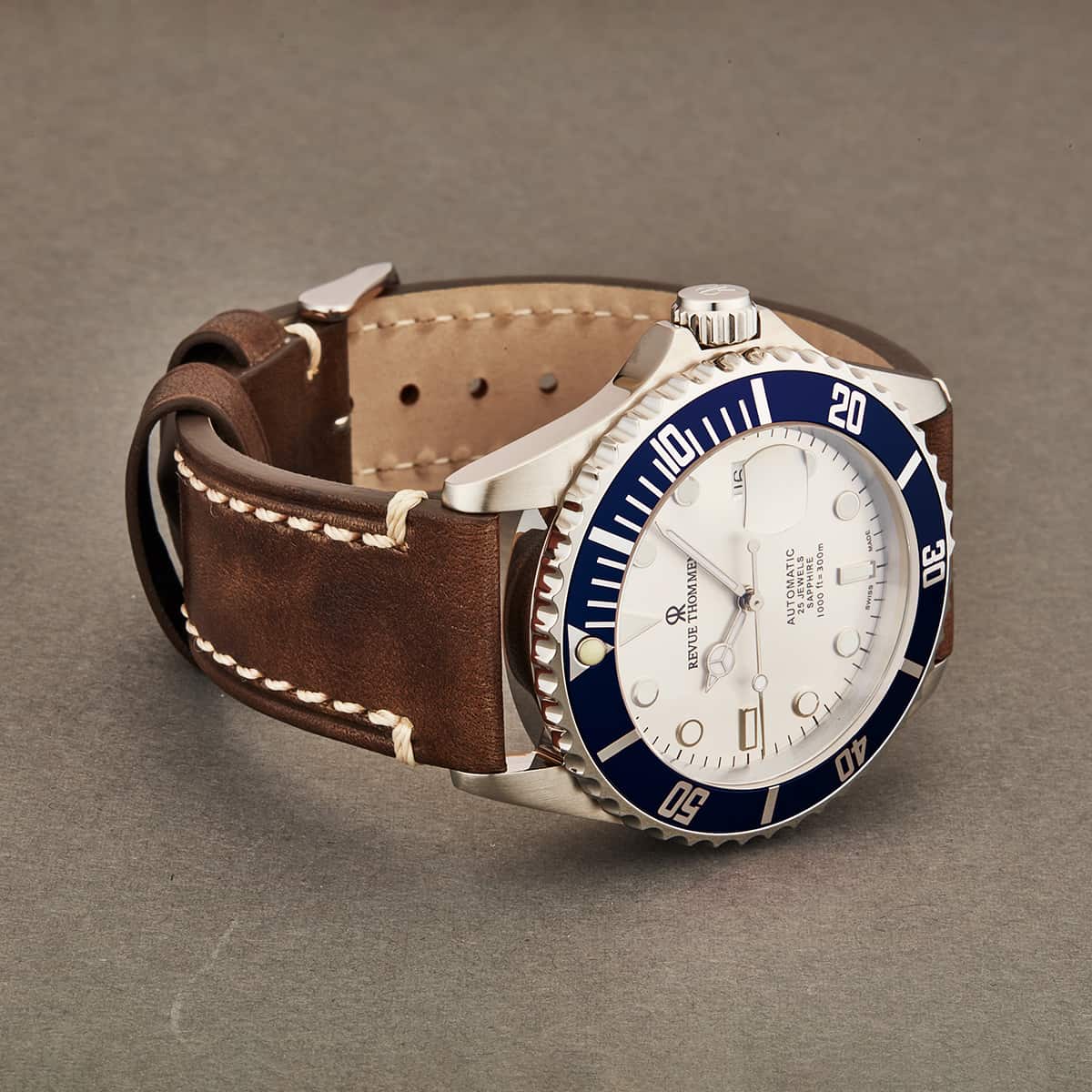 Revue Thommen Diver Men's 42mm Silver Brown Automatic Watch
