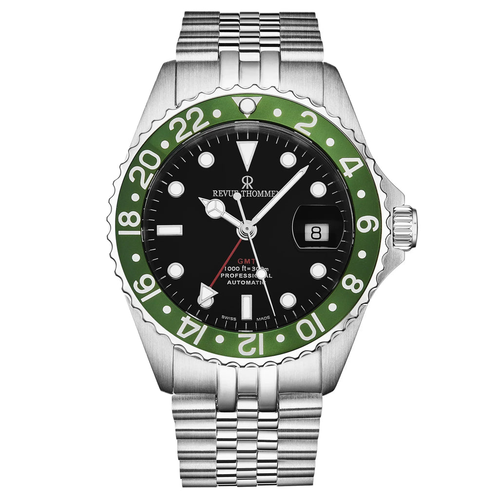 Revue Thommen Diver GMT Men’s Black Green Automatic Watch