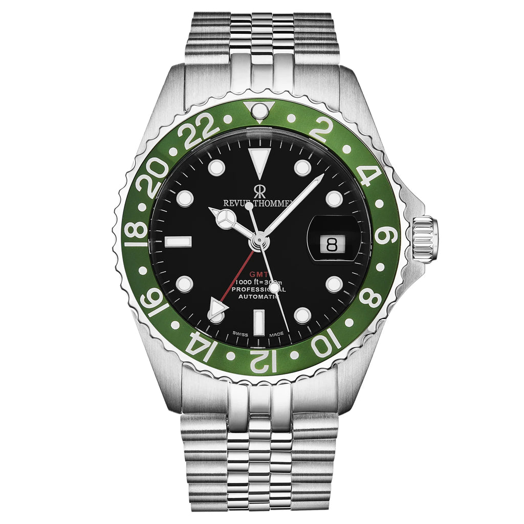 Revue Thommen Diver Black Dial GMT 42mm Automatic Men's Watch