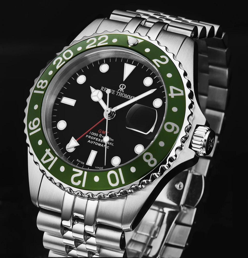 Revue Thommen Diver Black Dial GMT 42mm Automatic Men's Watch