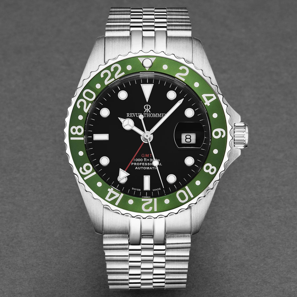 Revue Thommen Diver Black Dial GMT 42mm Automatic Men's Watch