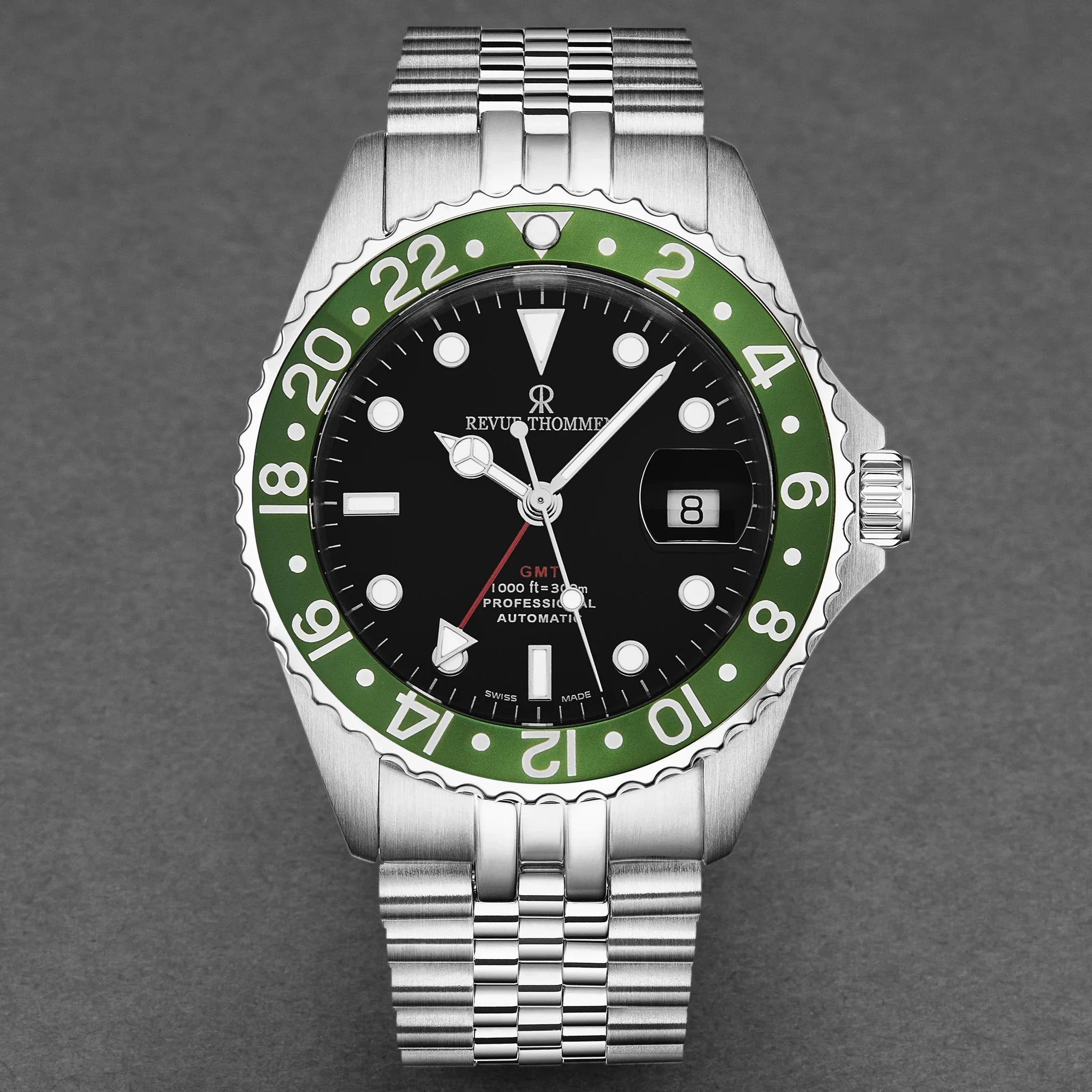 Revue Thommen Diver Black Dial GMT 42mm Automatic Men's Watch
