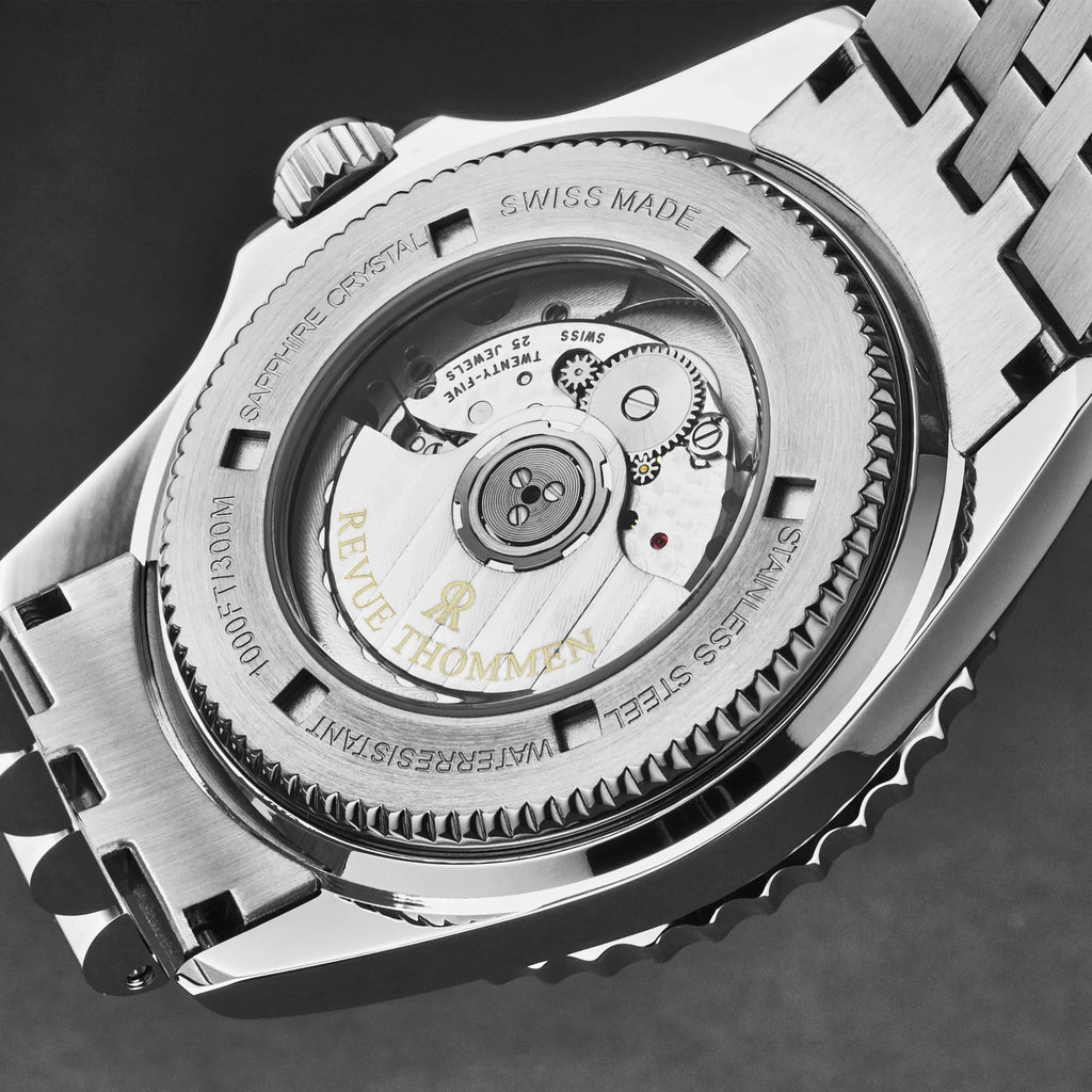 Revue Thommen Men's Diver GMT Stainless Steel 42mm Black Red Automatic Watch