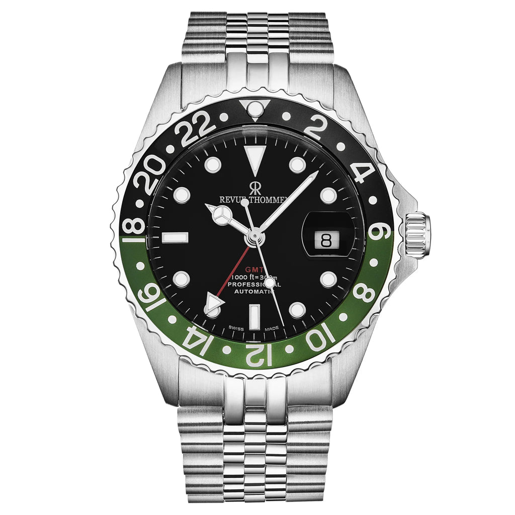 Revue Thommen 'Diver' Black Dial Steel 42mm Automatic Men's Watch