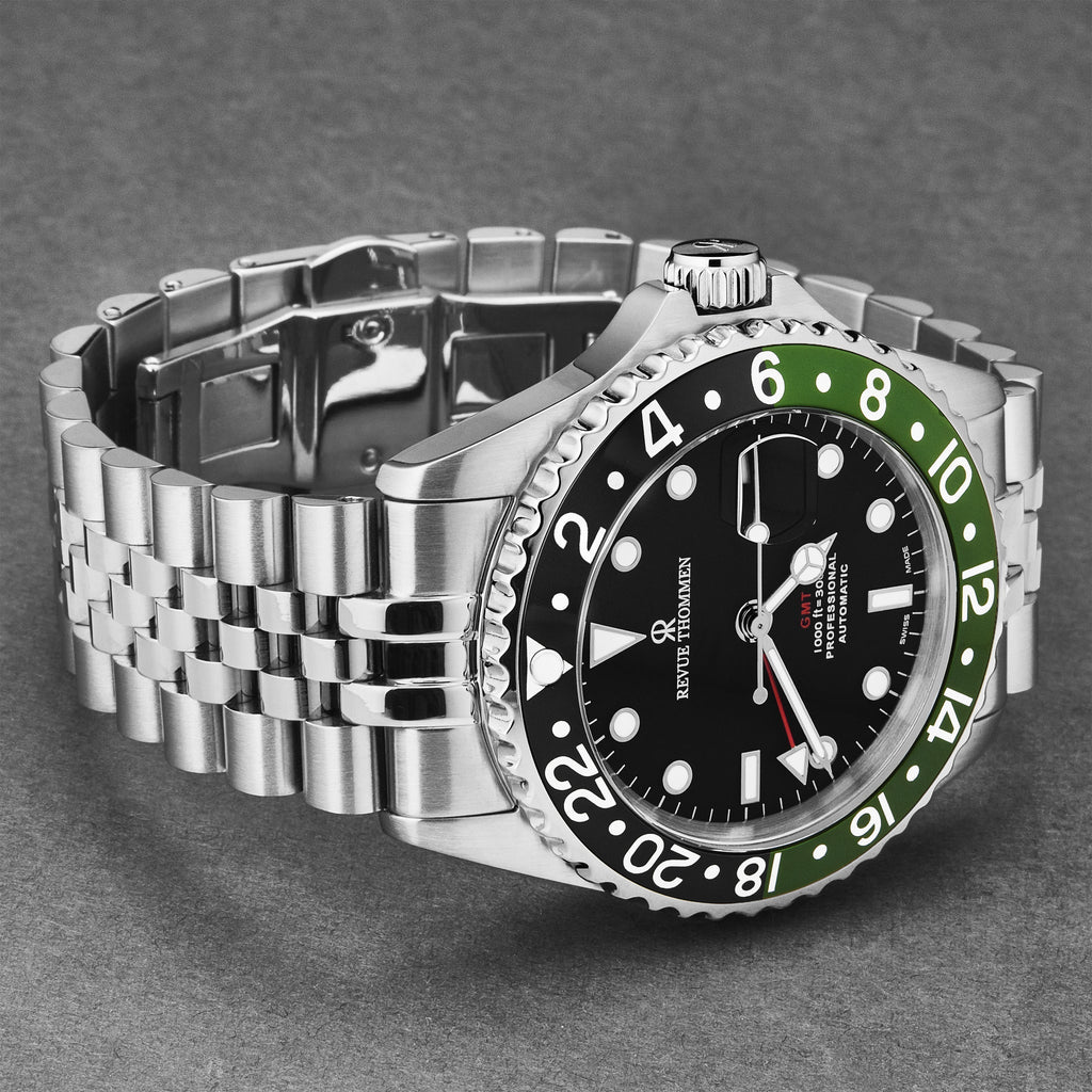 Revue Thommen Diver GMT Men’s Black Green Automatic Watch