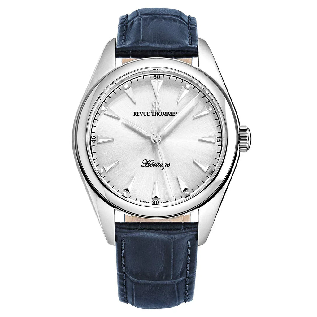 Revue Thommen Heritage Men’s Silver Blue Leather Strap Automatic Watch