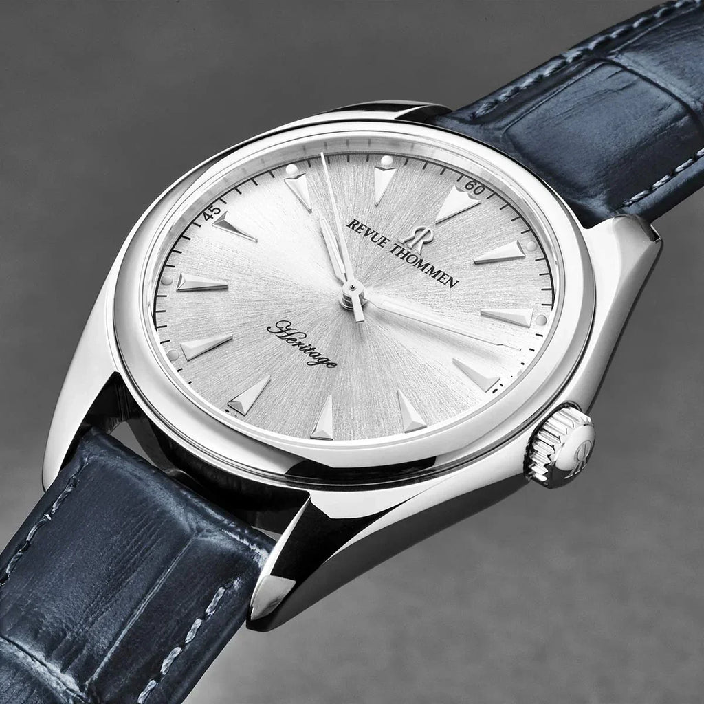 Revue Thommen Heritage Men’s Silver Blue Leather Strap Automatic Watch