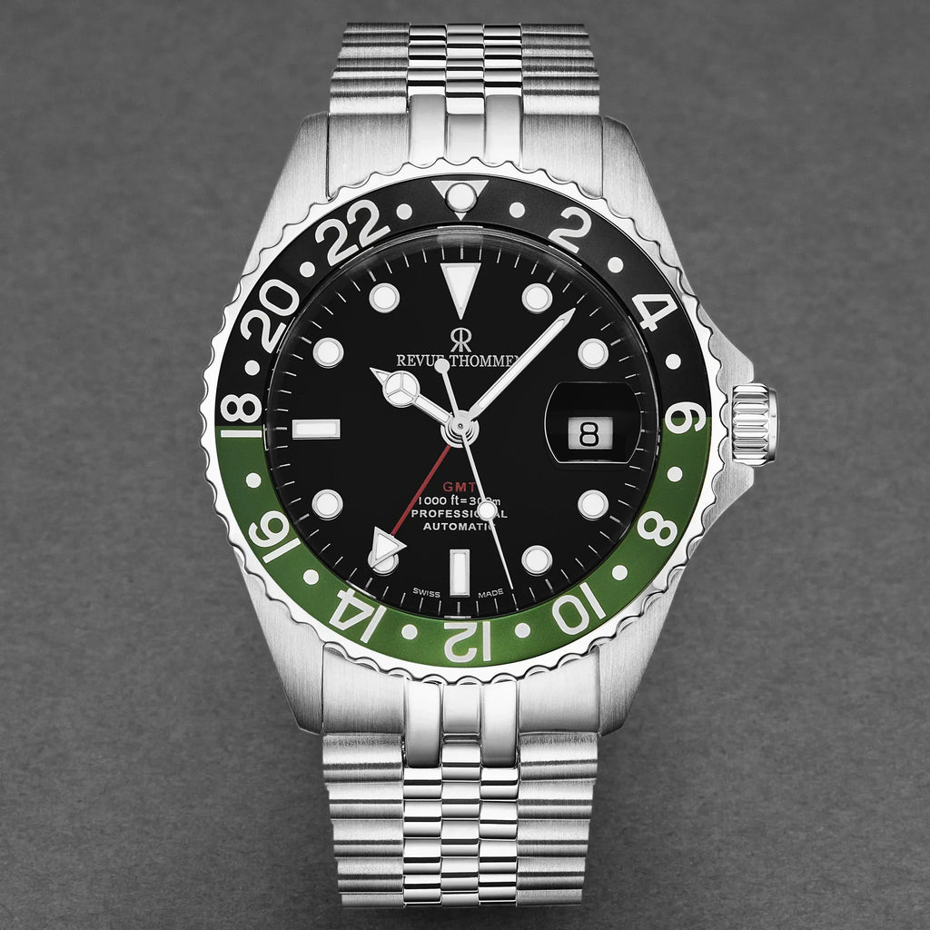 Revue Thommen Diver GMT Men’s Black Green Automatic Watch