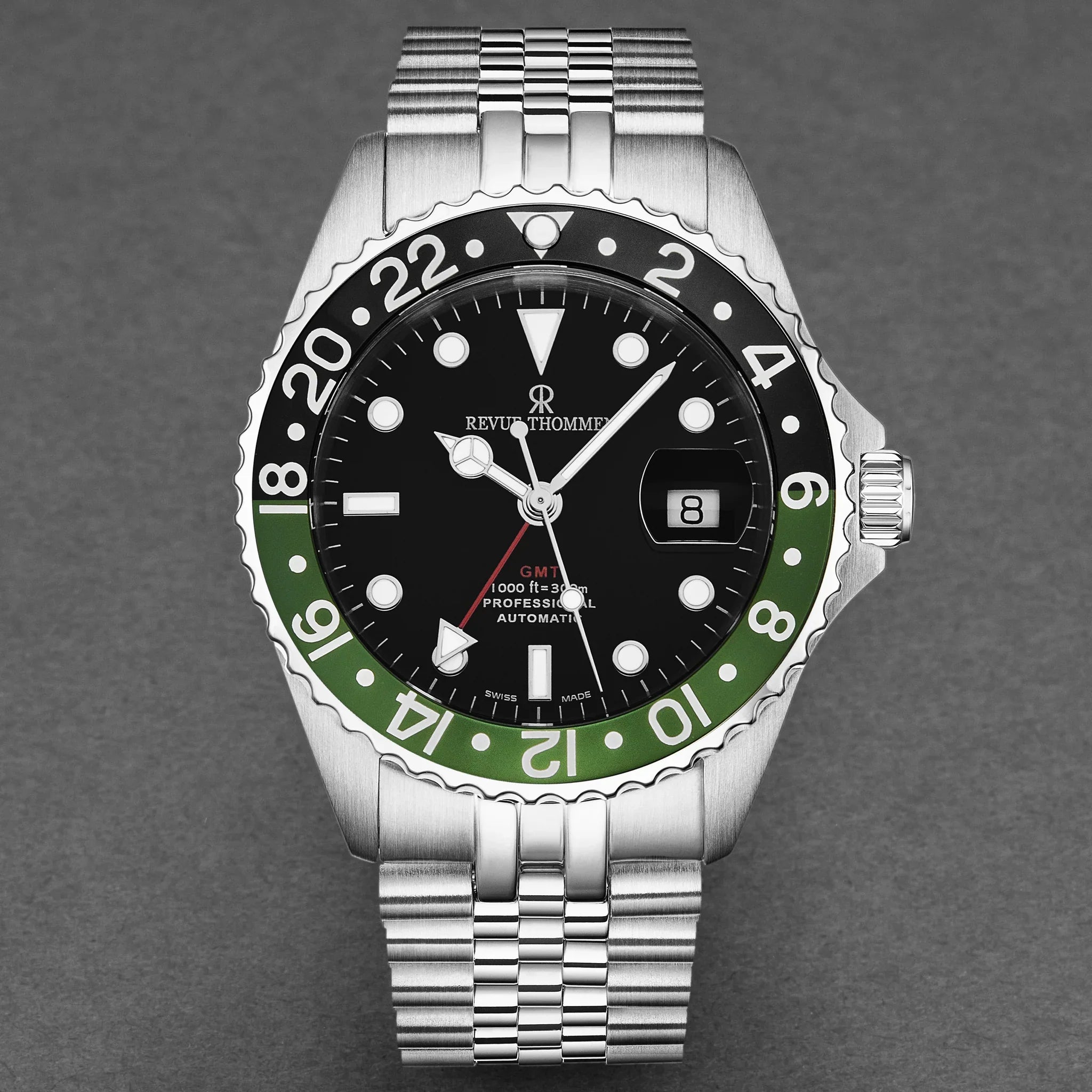 Revue Thommen 'Diver' Black Dial Steel 42mm Automatic Men's Watch