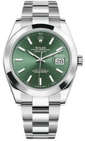 Rolex Oystersteel Datejust 41  - Smooth Bezel - Mint Green Index Dial - Oyster Bracelet - 126300Gob