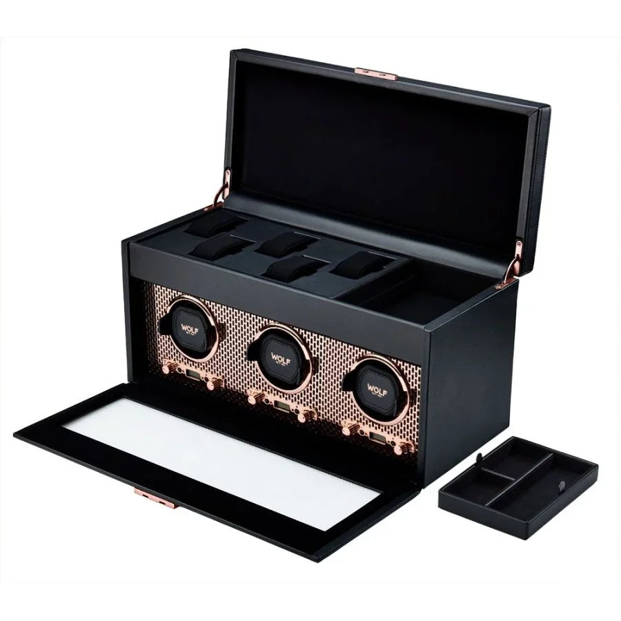 Axis Triple Watch Winder With Storage