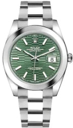 Rolex Oystersteel Datejust 41  - Smooth Bezel - Green Motif Dial - Oyster Bracelet - 126300GMDJ