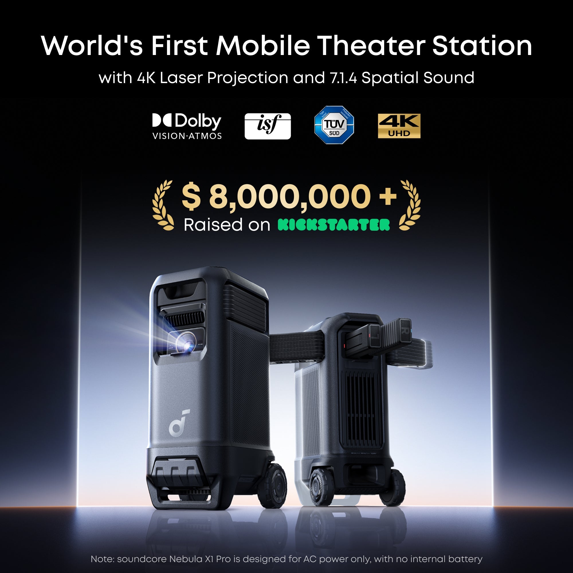 soundcore Nebula X1 Pro 4K Projector | World's First Mobile Theater Station