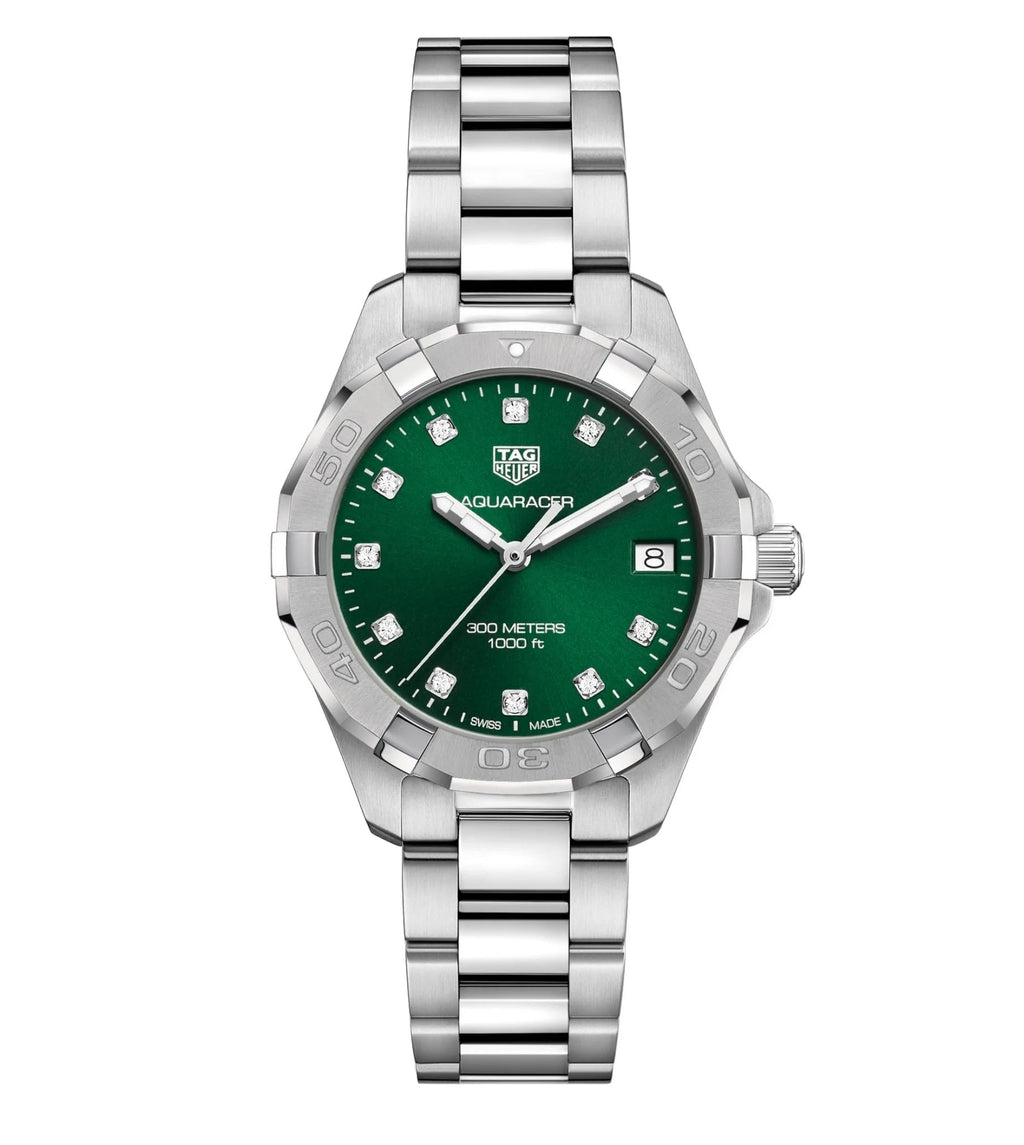 Tag Heuer Ladies Aquaracer Watch Green Diamond