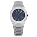 Three Square Quartz Men's Silver Blue Stainless Steel Watch