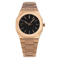 Three Square Quartz Men's Rose Gold Black Stainless Steel Watch