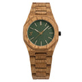 Three Square Men's Wood Green Gold Quartz Watch