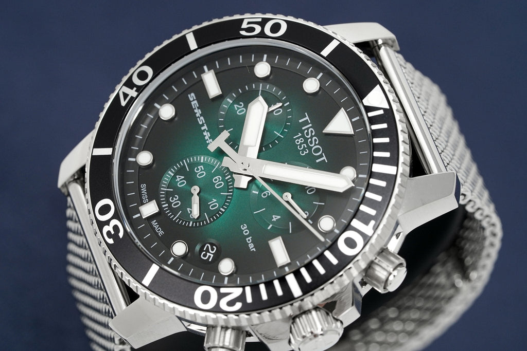 Tissot Chronograph Watch SEASTAR 1000 Green Mesh