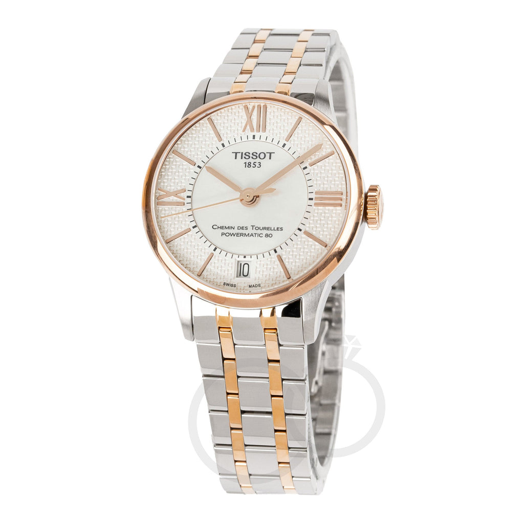 Tissot Women's Automatic Watch 32mm Chemin des Tourelles Powermatic 80 White Rose Gold