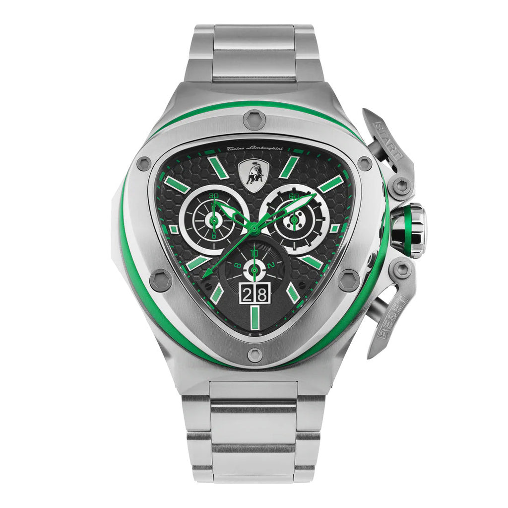 Tonino Lamborghini Spyder X Men's Silver Green Watch