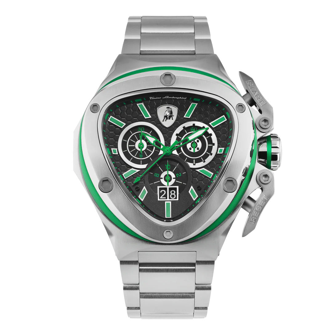 Tonino Lamborghini Spyder X Men's Silver Green Watch