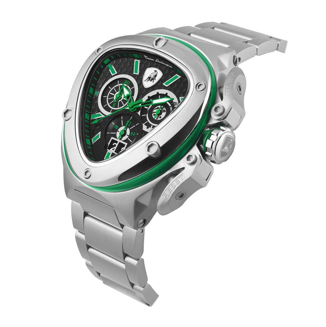 Tonino Lamborghini Men's Watch 53mm Spyder X Silver Green
