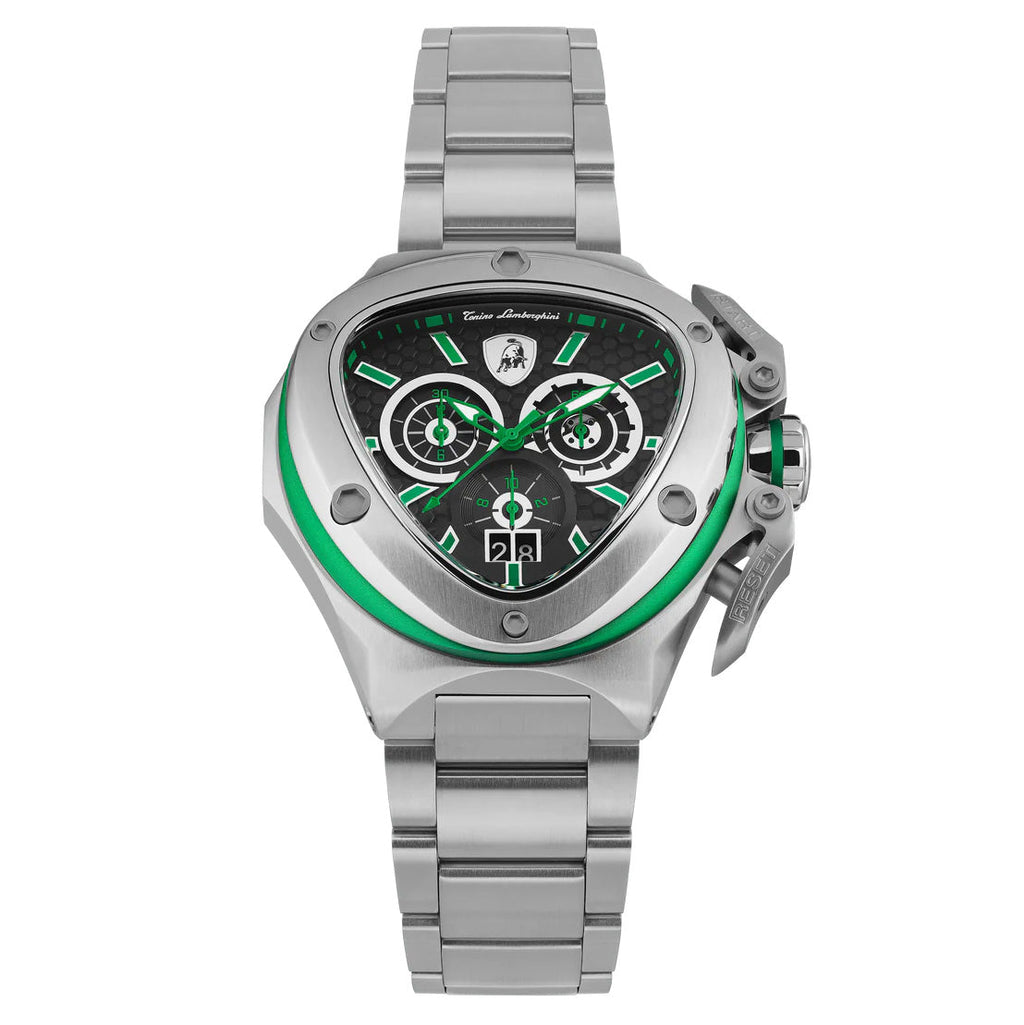Tonino Lamborghini Spyder X Men's Silver Green Watch