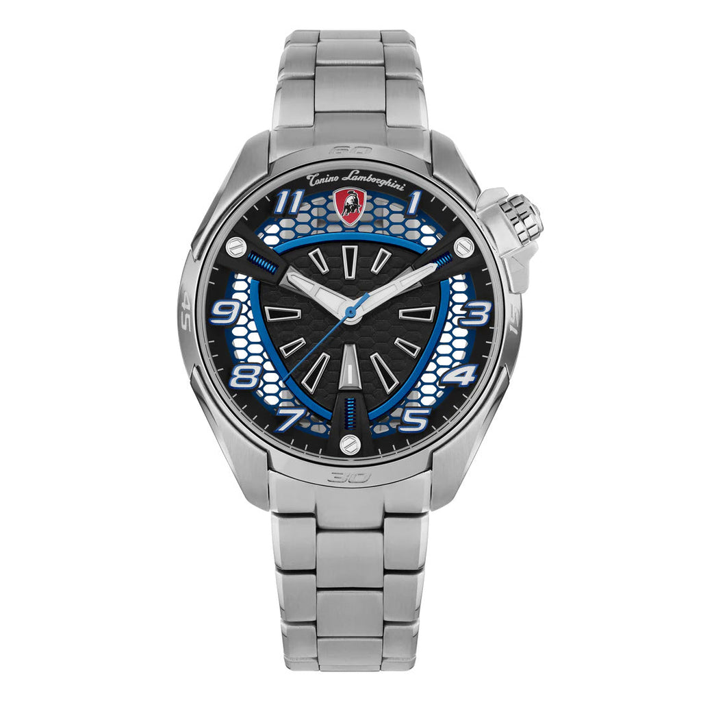 Tonino Lamborghini Men's Watch 42mm Shock ABS Silver Blue