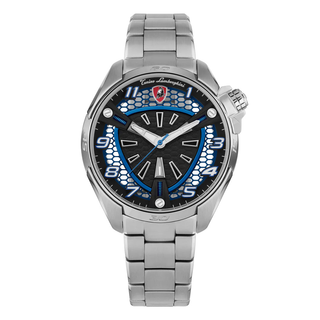 Tonino Lamborghini Men's Watch 42mm Shock ABS Silver Blue