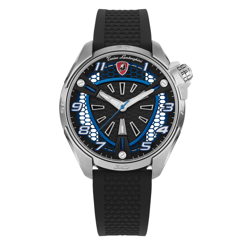Tonino Lamborghini Men's Watch 42mm Shock ABS Silver Blue