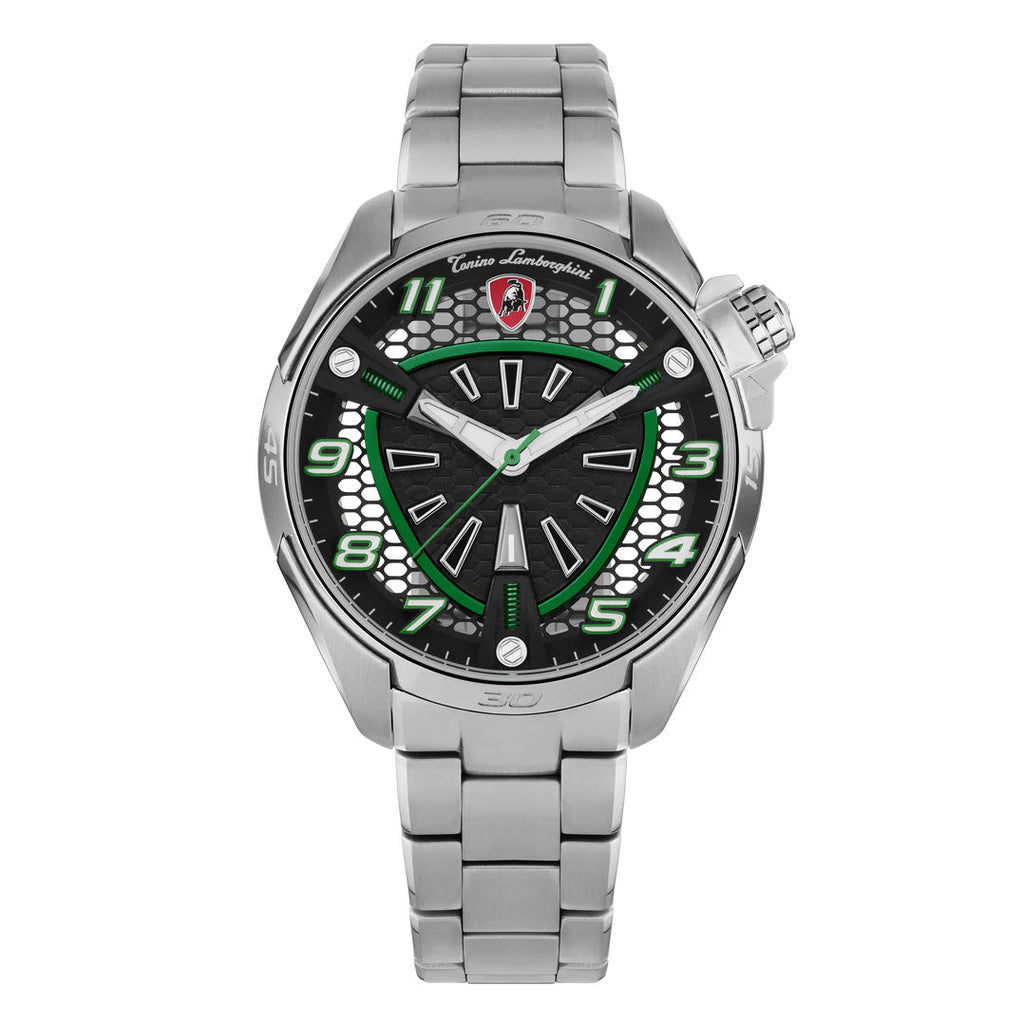 Tonino Lamborghini Shock ABS Men's Silver Green Watch