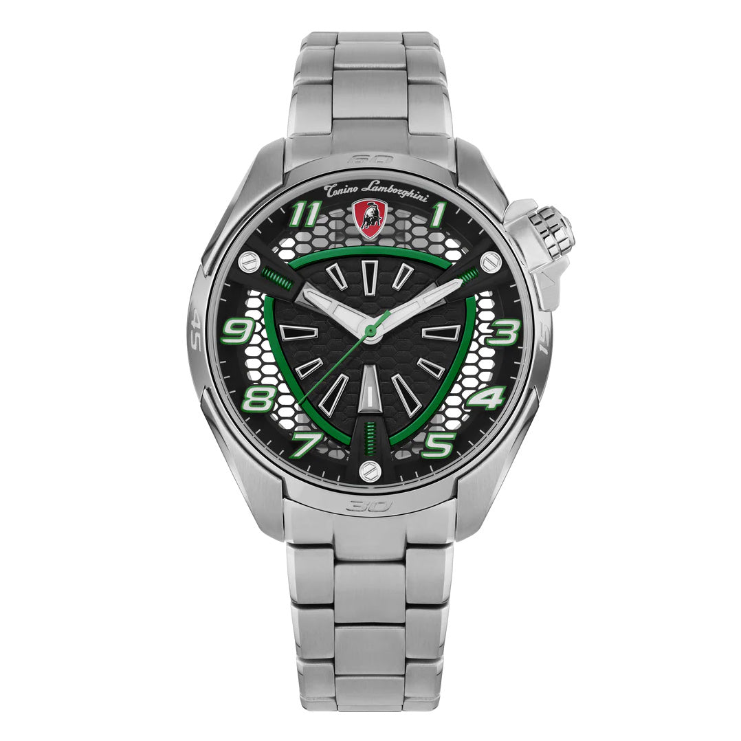 Tonino Lamborghini Men's Watch 42mm Shock ABS Silver Green