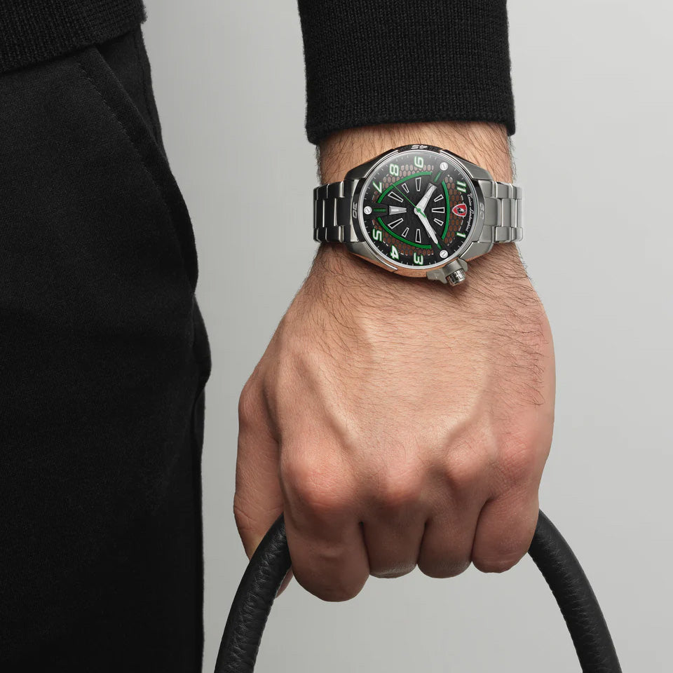 Tonino Lamborghini Men's Watch 42mm Shock ABS Silver Green