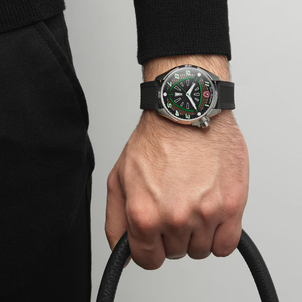 Tonino Lamborghini Shock ABS Men's Silver Green Watch