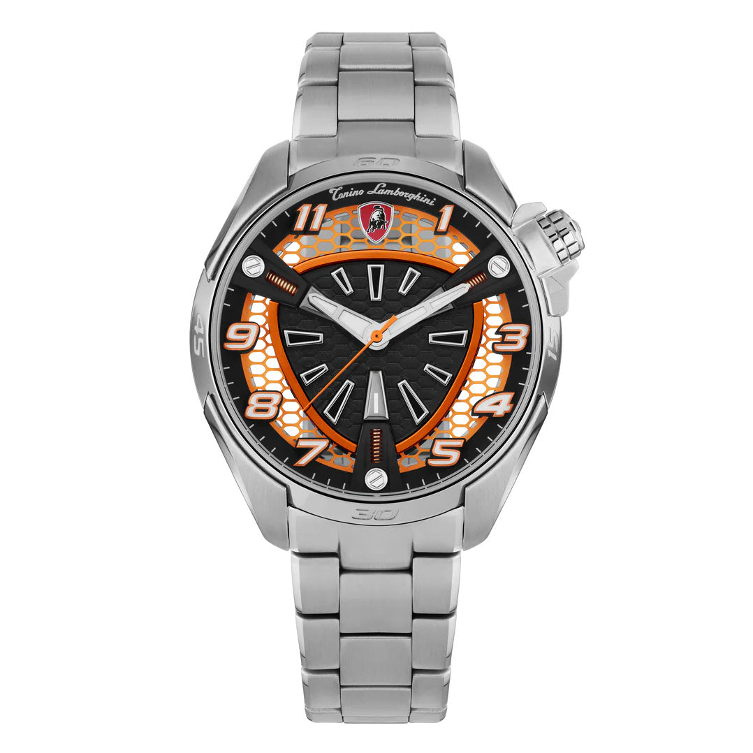 Tonino Lamborghini Shock ABS Men's Silver Orange Watch