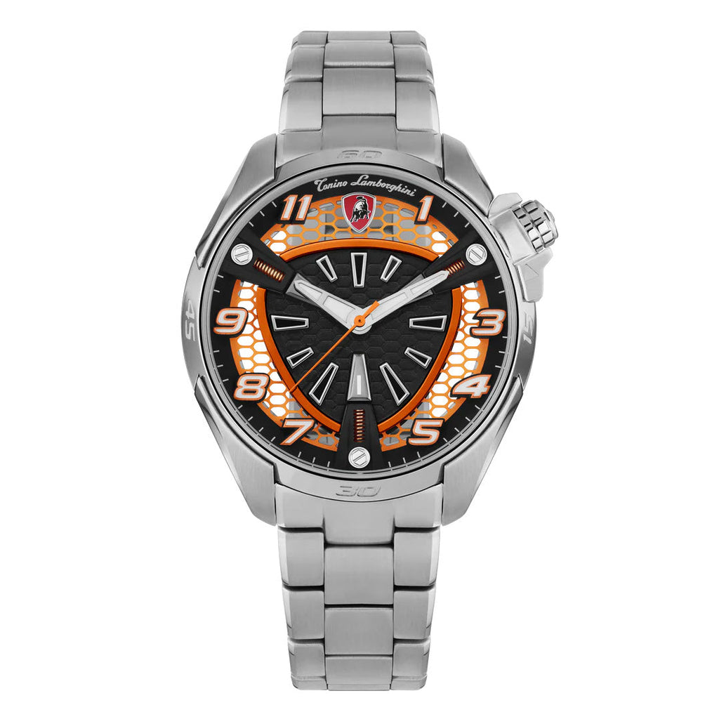 Tonino Lamborghini Men's Watch 42mm Shock ABS Silver Orange