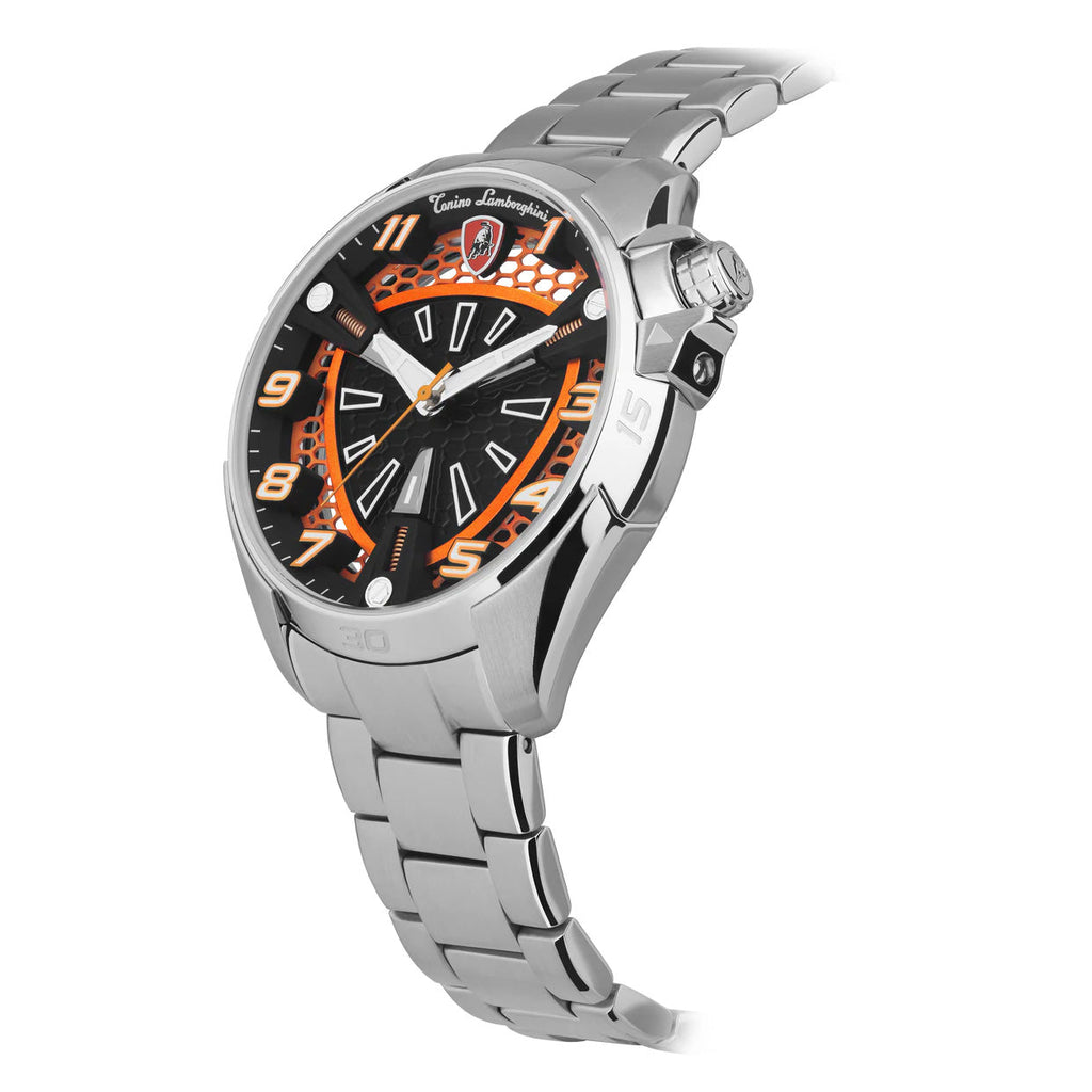 Tonino Lamborghini Men's Watch 42mm Shock ABS Silver Orange