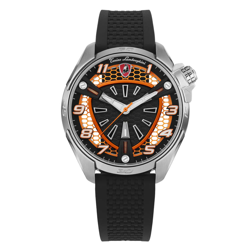 Tonino Lamborghini Shock ABS Men's Silver Orange Watch