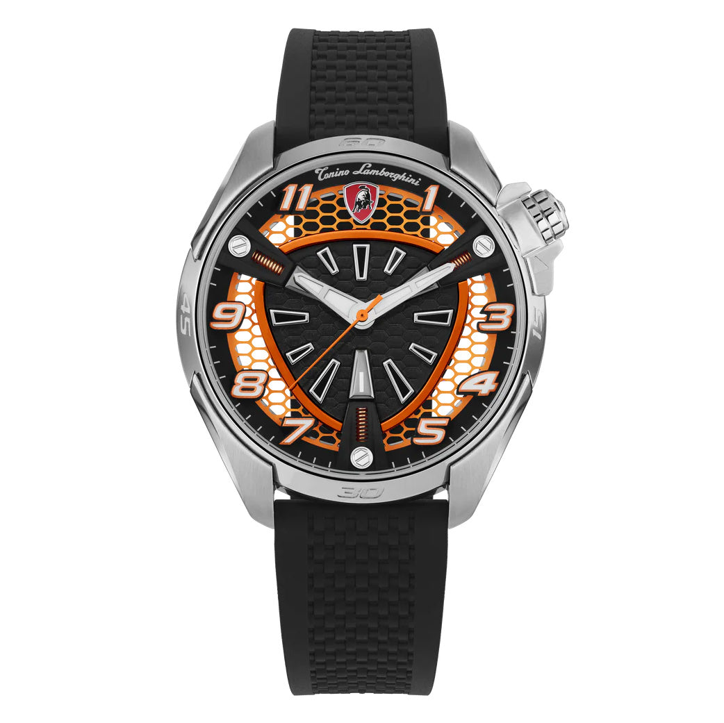 Tonino Lamborghini Men's Watch 42mm Shock ABS Silver Orange