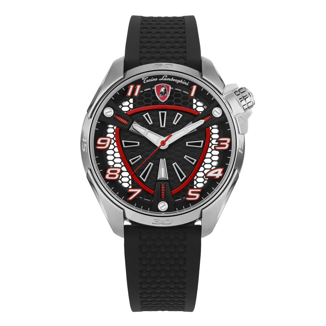 Tonino Lamborghini Men's Watch 42mm Shock ABS Silver Red