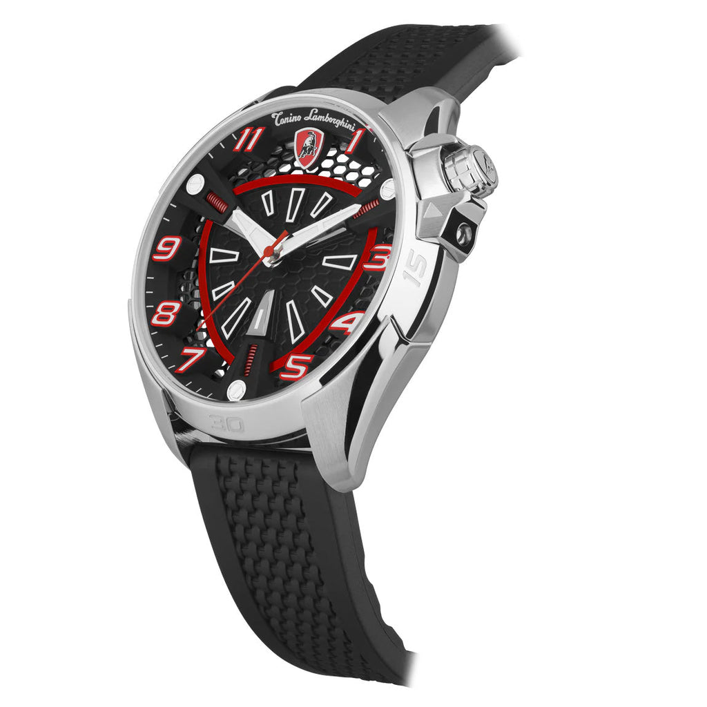 Tonino Lamborghini Shock ABS Men's Silver Red Watch