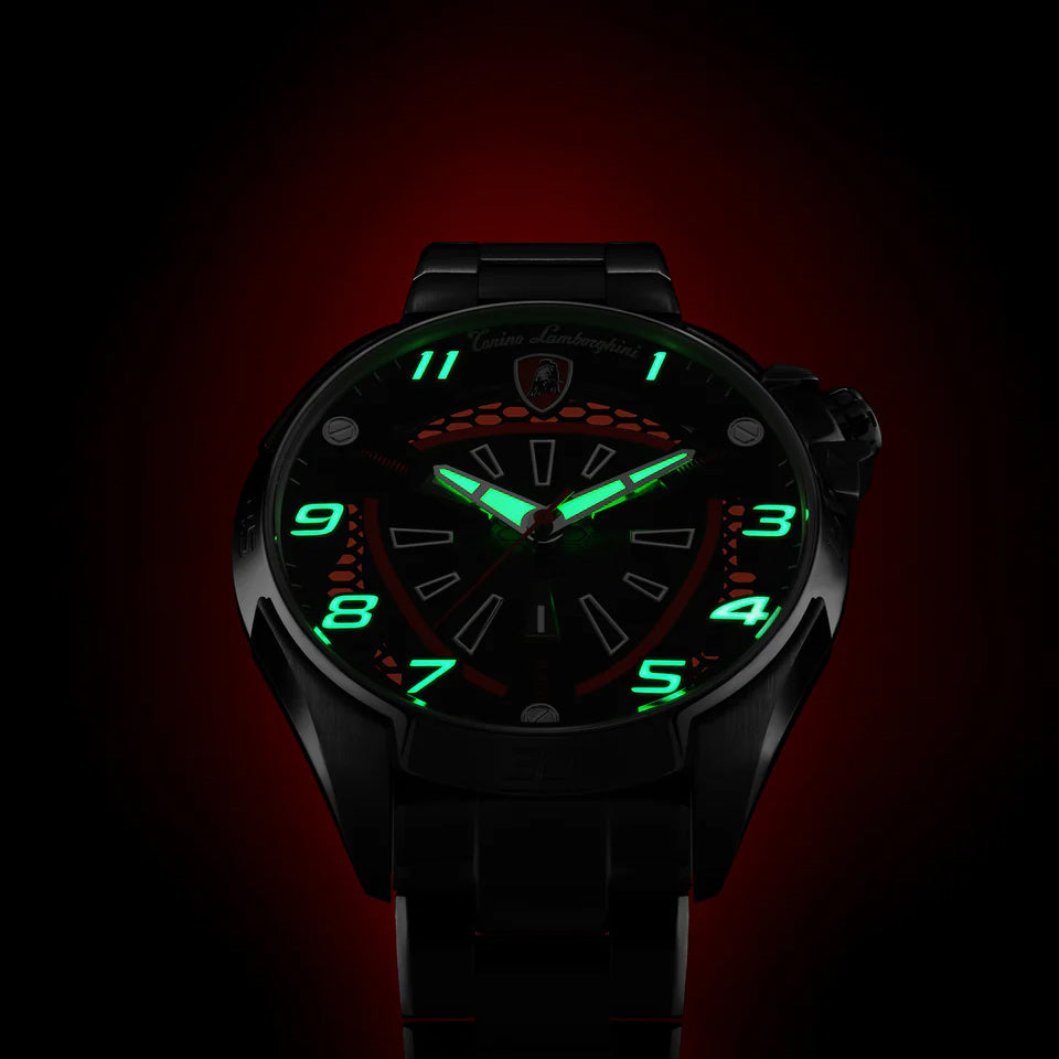 Tonino Lamborghini Shock ABS Men's Silver Red Watch