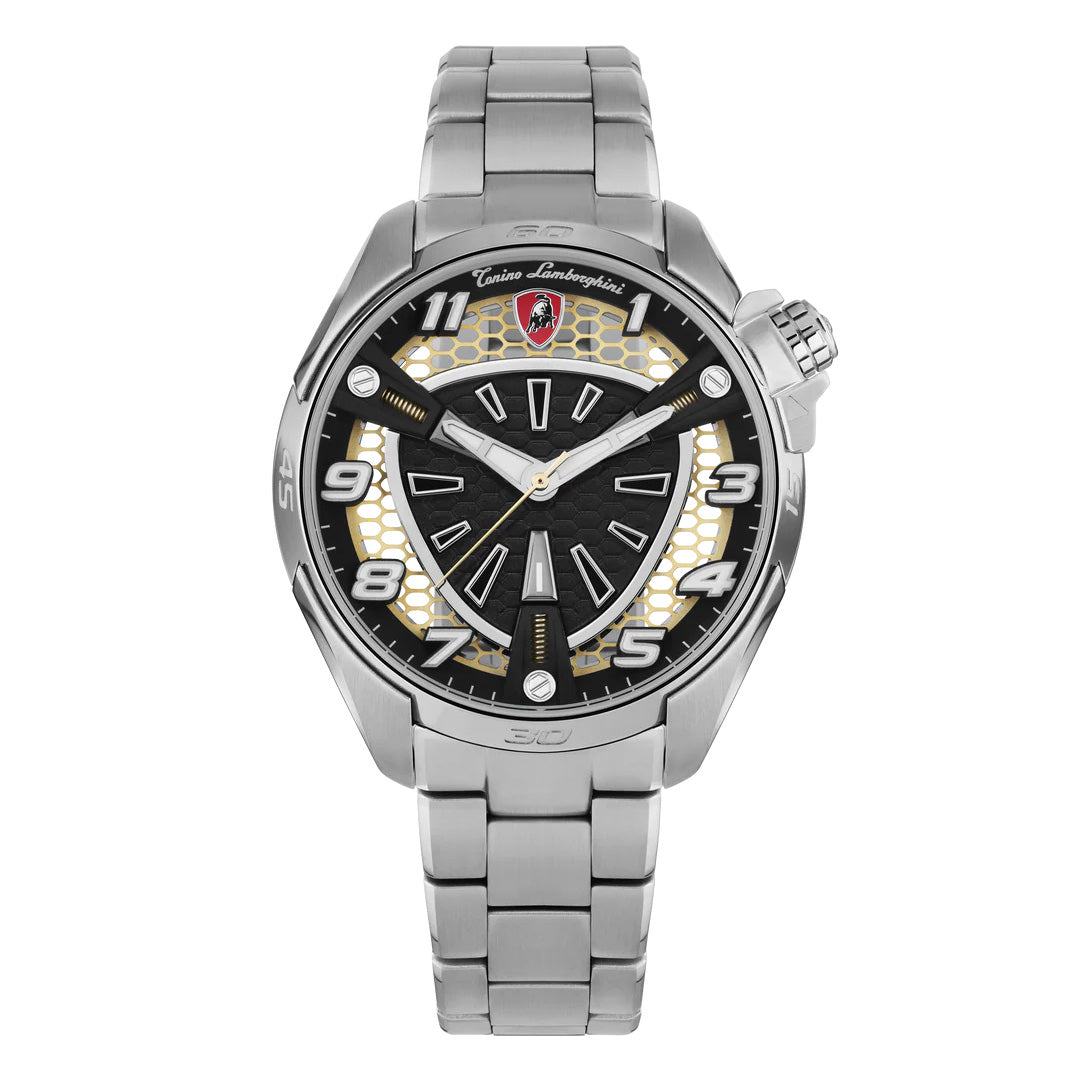 Tonino Lamborghini Men's Watch 42mm Shock ABS Silver Rose Gold