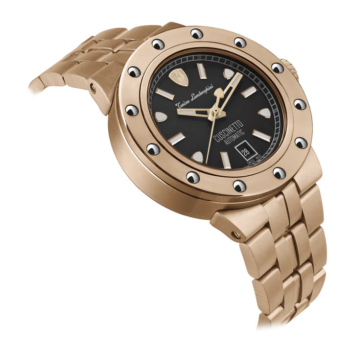 Tonino Lamborghini Men's Watch 42mm Cuscinetto Rose Gold Black