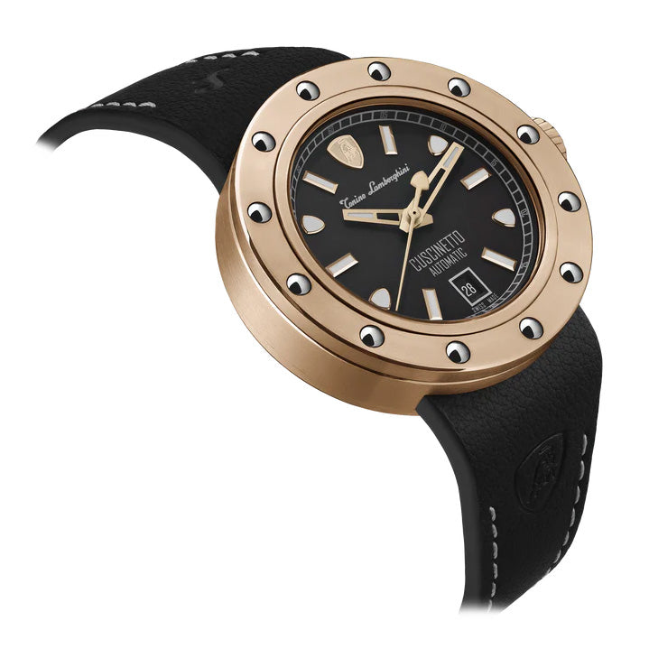 Tonino Lamborghini Men's Watch 42mm Cuscinetto Rose Gold Black