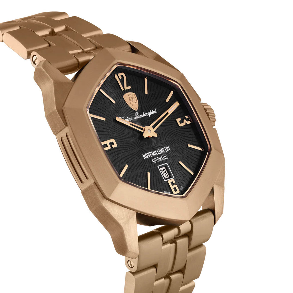 Tonino Lamborghini Men's Watch 43mm Novemillimetri Rose Gold Black